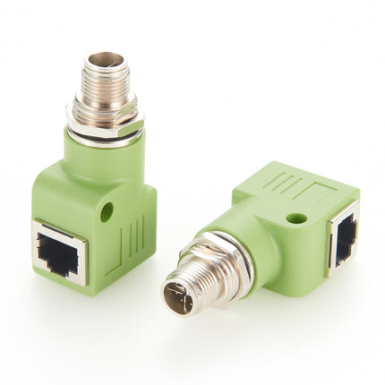 Right Angle M12 X-Code to RJ45 Ethernet Adapter