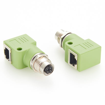 Panel Feed Through Adapter M12 X-Coded to RJ45 Angled