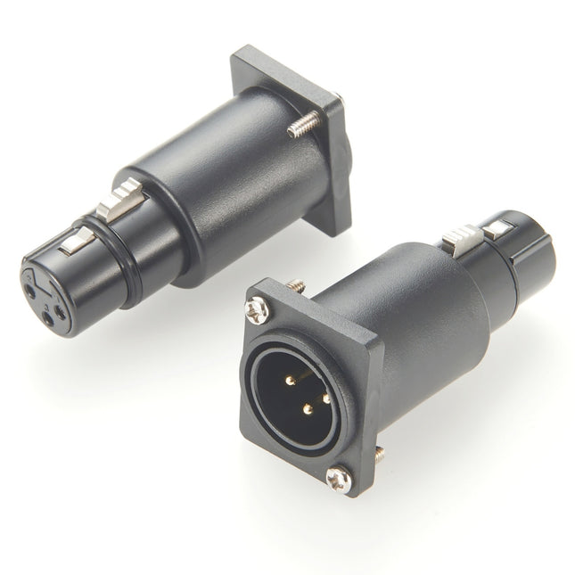 XLR D Series 3-Pin Male to Female Panel Mount Adapter Bulkhead Coupler