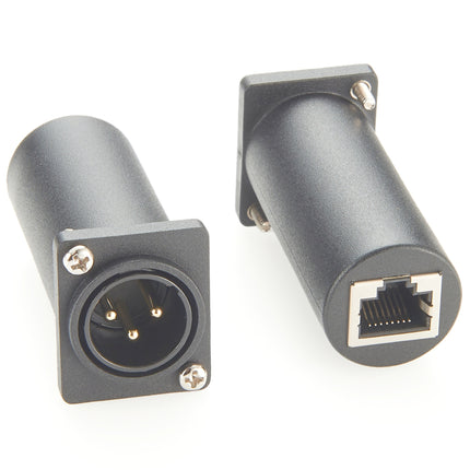 Panel Mount 3-Pin XLR Male to RJ45 Adapter