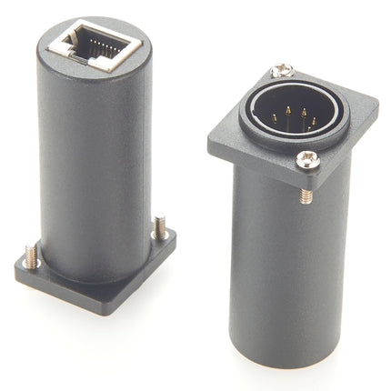 Panel Mount 5-Pin XLR Male to RJ45 Adapter