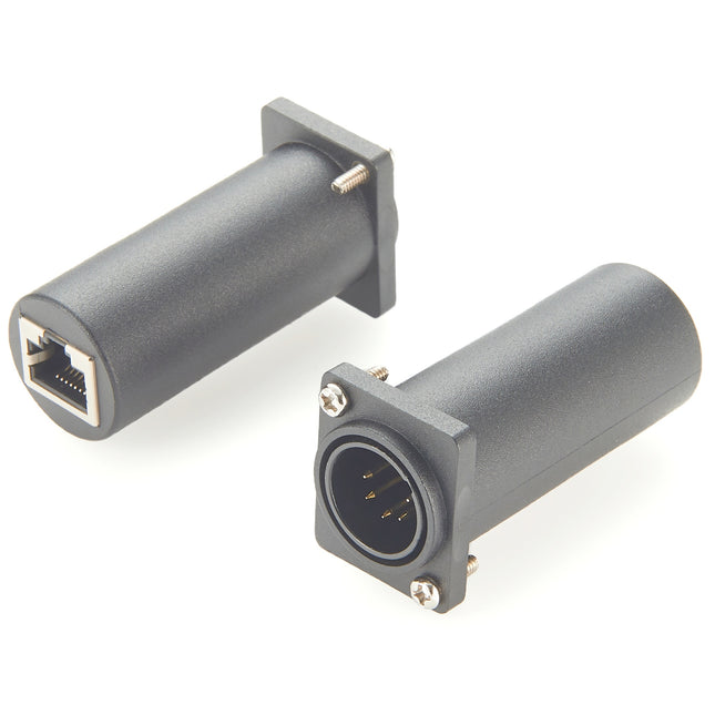 Panel Mount 5-Pin XLR Male to RJ45 Adapter