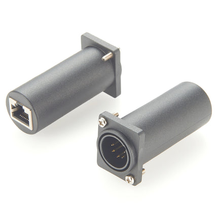 D Series 5 Pin XLR Female to RJ45 Panel Mount Connector