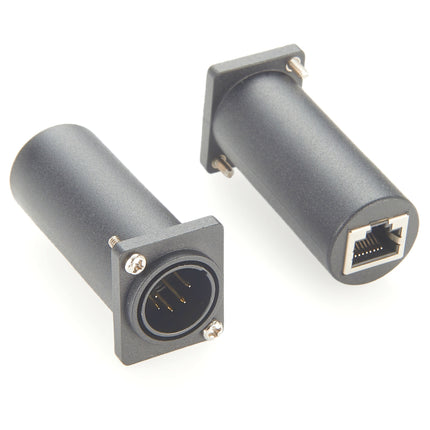 Panel Mount 5-Pin XLR Male to RJ45 Adapter