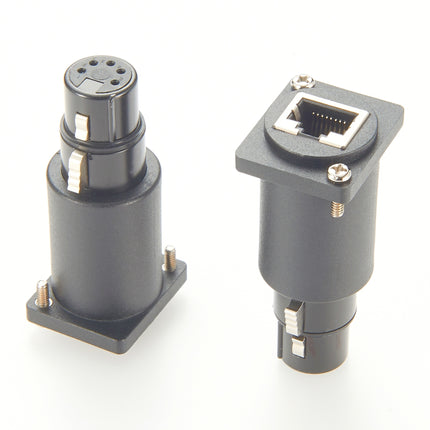 Panel Mount RJ45 to XLR 5-Pin Female DMX Adapter
