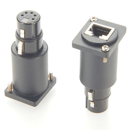 DMX 5 Pin XLR Female to RJ45 Panel Mount Adapter