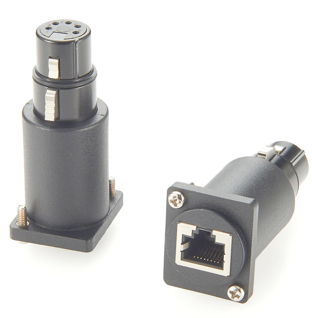 DMX 5 Pin XLR Female to RJ45 Panel Mount Adapter