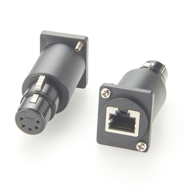 Panel Mount RJ45 to XLR 5-Pin Female DMX Adapter
