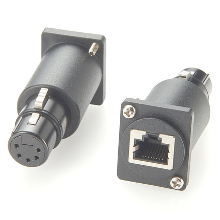 DMX 5 Pin XLR Female to RJ45 Panel Mount Adapter