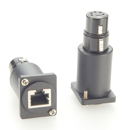 Panel Mount RJ45 to XLR 5-Pin Female DMX Adapter