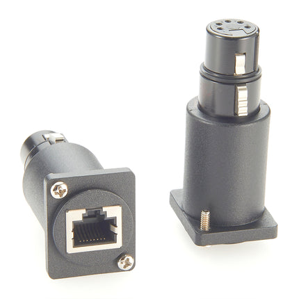 DMX 5 Pin XLR Female to RJ45 Panel Mount Adapter