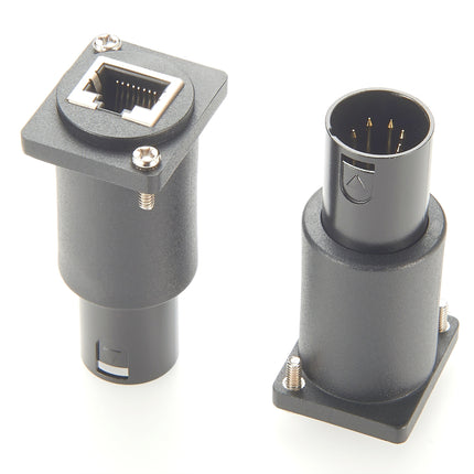 5-Pin Male XLR to RJ45 Ethernet Panel Mount Adapter