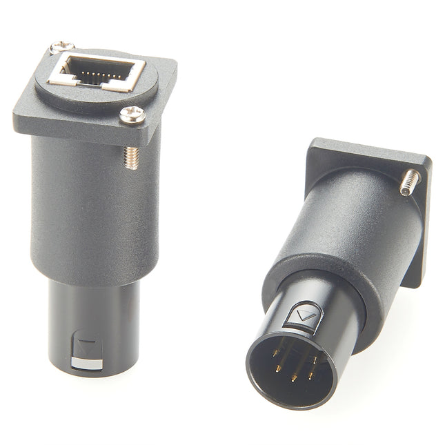 5-Pin Male XLR to RJ45 Ethernet Panel Mount Adapter