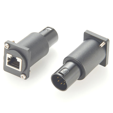 5-Pin Male XLR to RJ45 Ethernet Panel Mount Adapter