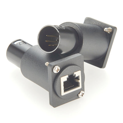 5-Pin Male XLR to RJ45 Ethernet Panel Mount Adapter