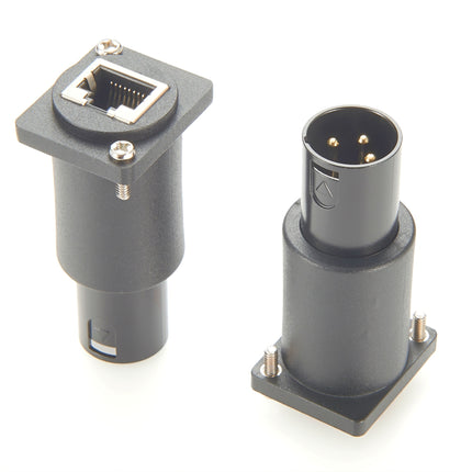 DMX512 3 Pin XLR Male to RJ45 Female D-Type Panel Mount Adapter