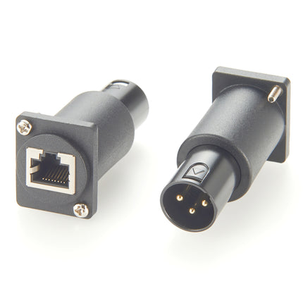 DMX512 3 Pin XLR Male to RJ45 Female D-Type Panel Mount Adapter