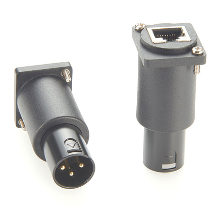 DMX512 3 Pin XLR Male to RJ45 Female D-Type Panel Mount Adapter