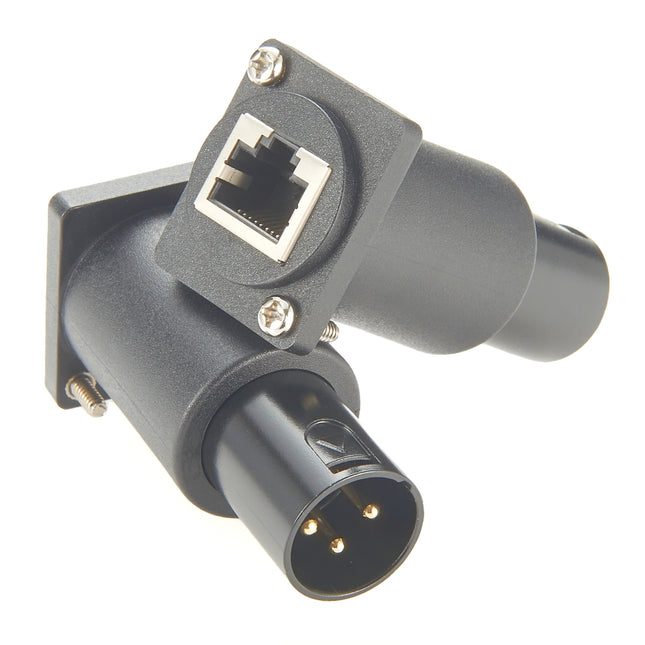 DMX512 3 Pin XLR Male to RJ45 Female D-Type Panel Mount Adapter