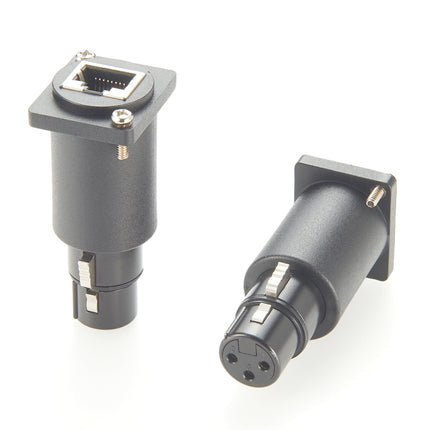 Panel Mount RJ45 to XLR 3-Pin Female DMX Adapter