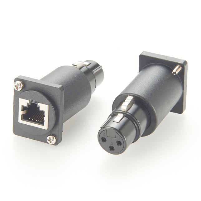 Panel Mount RJ45 to XLR 3-Pin Female DMX Adapter