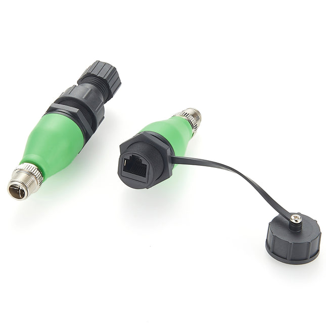 Waterproof M12 X-Code to RJ45 Ethernet Adapter