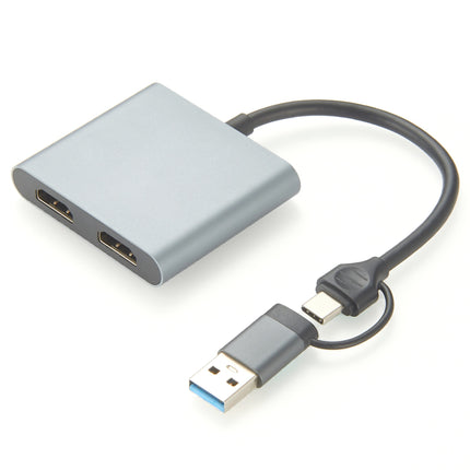 USB A USB C to Dual HDMI Adapter