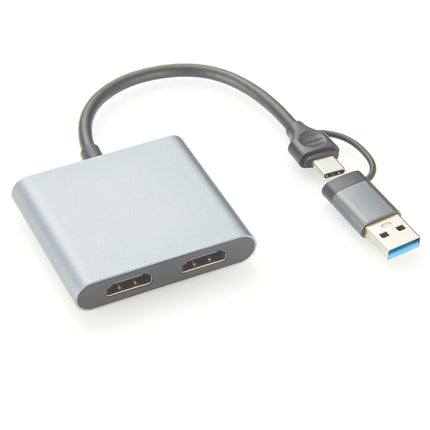 USB A USB C to Dual HDMI Adapter