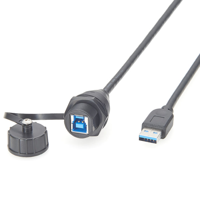 Waterproof USB 3.0 A to B Panel Mount Cable