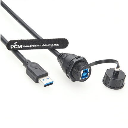 Waterproof USB 3.0 A to B Panel Mount Cable