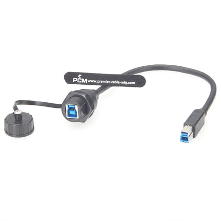 IP67 Waterproof USB 3.0 B Panel Mount Extension Cable