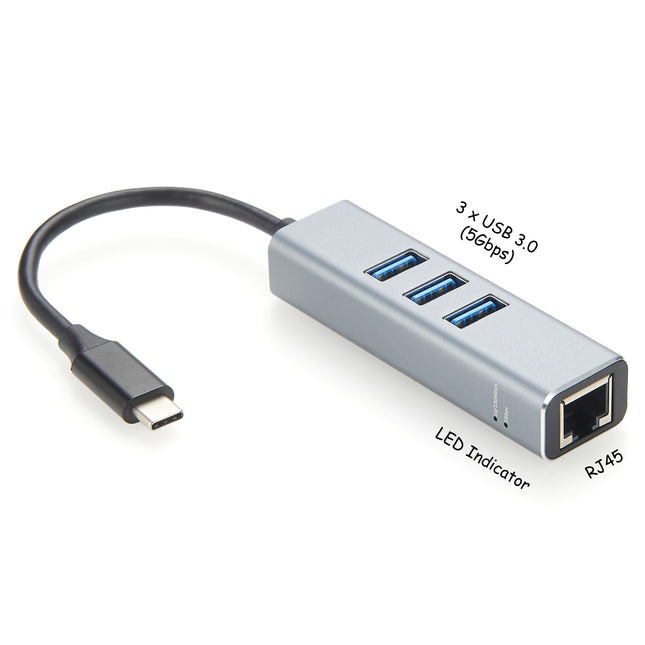 USB C to Ethernet Adapter with 3 USB 3.0 Ports