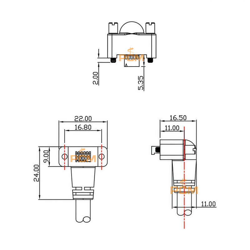 Right Angle Genie Nano Industrial Camera I/O Power Cable图纸1