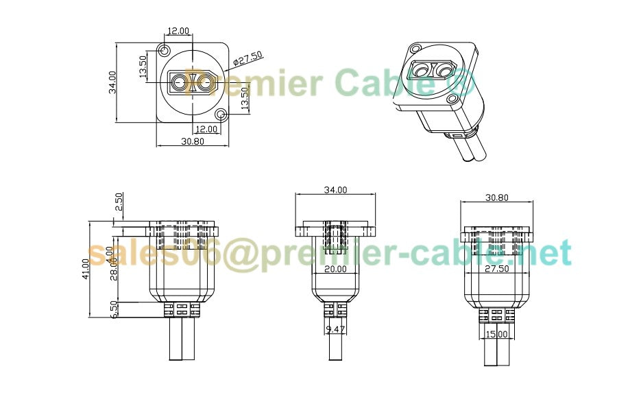 XT90 Male to Female Panel Mount Cable