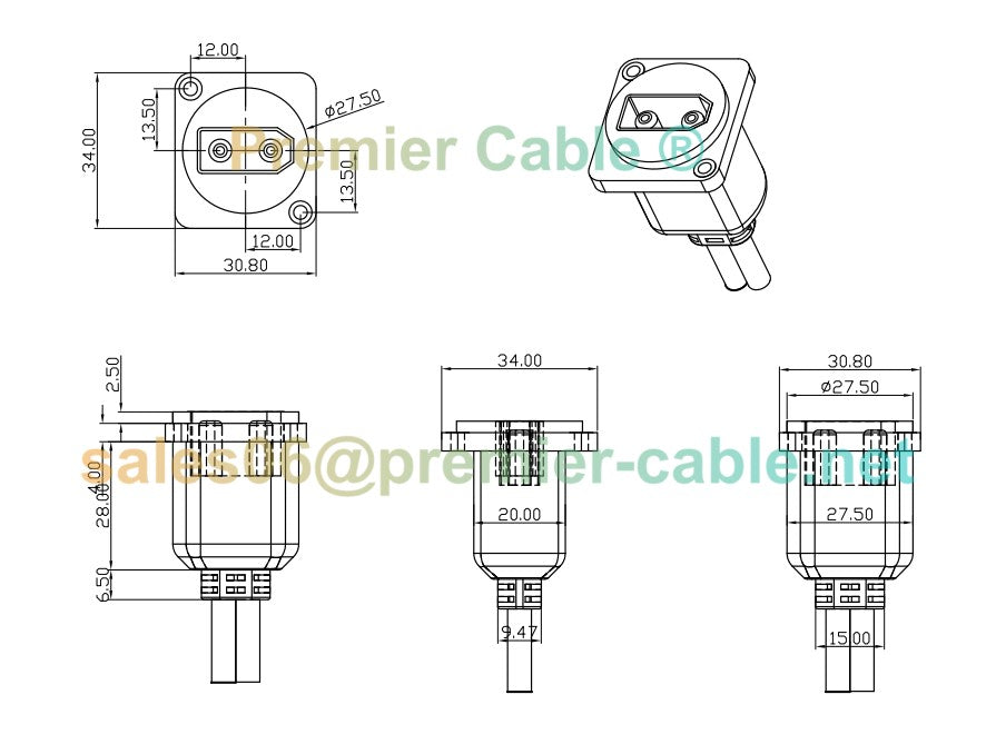 Panel Mount XT90 Extension Cable