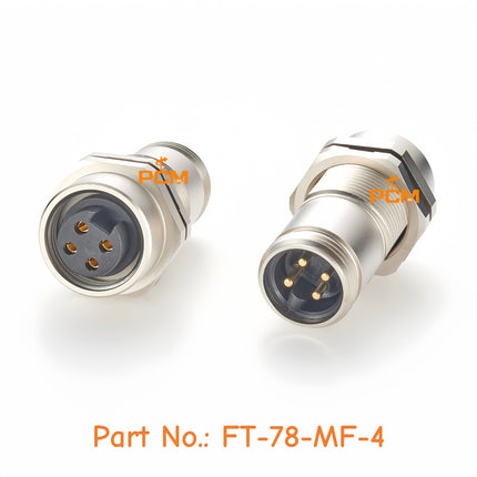 7/8 Bulkhead Feed-Thru Connector 4 Pin Male to Female Mini-Change 7/8"-16UNF Rear Panel Mount Connector for DeviceNet CANBus N2K