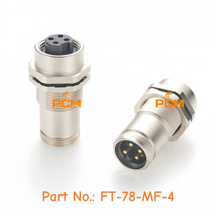 7/8 Bulkhead Feed-Thru Connector 4 Pin Male to Female Mini-Change 7/8"-16UNF Rear Panel Mount Connector for DeviceNet CANBus N2K