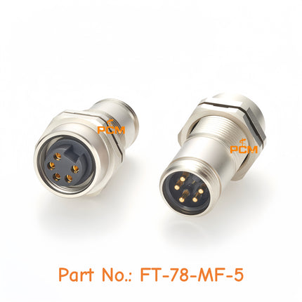 Mini-Change 7/8" 5 Pin Male to Female Feed Through Panel Mount Circular Connector IP67 Waterproof 7/8"-16UNF Minifast Connector