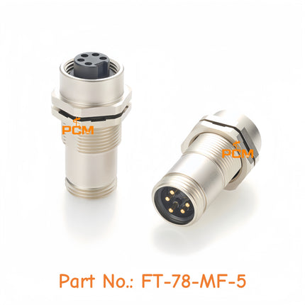 Mini-Change 7/8" 5 Pin Male to Female Feed Through Panel Mount Circular Connector IP67 Waterproof 7/8"-16UNF Minifast Connector