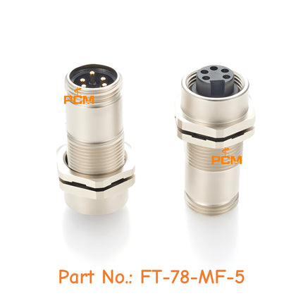 Mini-Change 7/8" 5 Pin Male to Female Feed Through Panel Mount Circular Connector IP67 Waterproof 7/8"-16UNF Minifast Connector