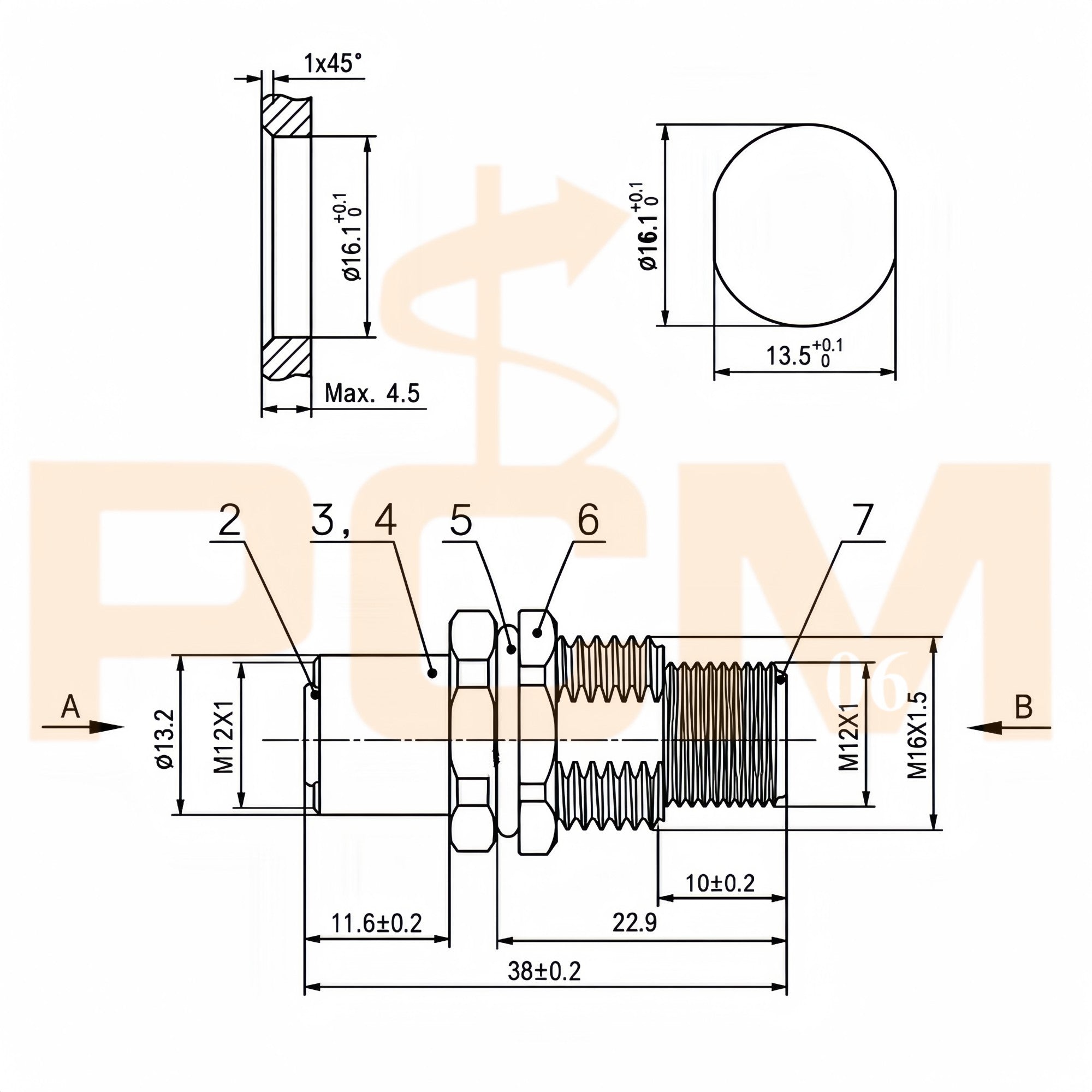 M12 A Code 12 Pin Panel Mount Feedthrough Connector IP67 Shielded M12 12 Pin A Coded Male to Female Bulkhead Connector