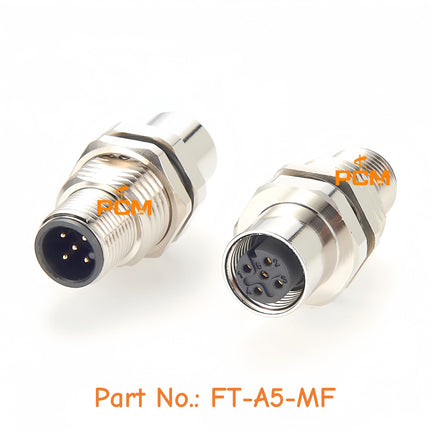 Shielded M12 Bulkhead Feedthrough Connector Micro-Change M12 5 Pin A Code Male to Female Rear Panel Mount Connector Adapter IP67