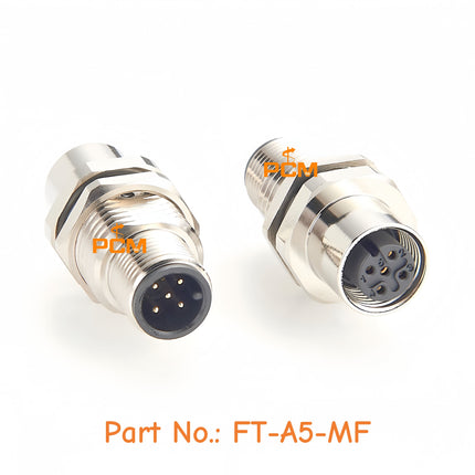 Shielded M12 Bulkhead Feedthrough Connector Micro-Change M12 5 Pin A Code Male to Female Rear Panel Mount Connector Adapter IP67