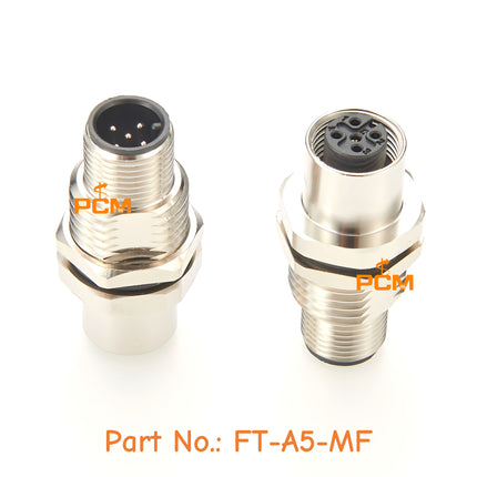 Shielded M12 Bulkhead Feedthrough Connector Micro-Change M12 5 Pin A Code Male to Female Rear Panel Mount Connector Adapter IP67