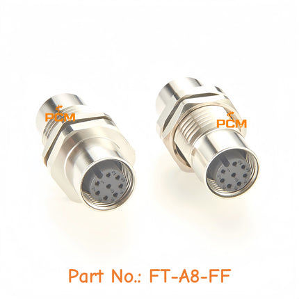 M12 Feed Through Connector IP67 M12 A Code 8 Pin Female to Female Panel Chassis Mount Connector for Industrial Sensors Actuators