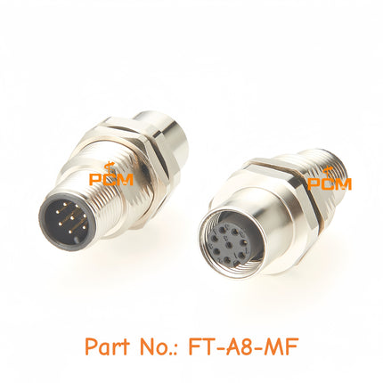 IP67 Waterproof M12 Rear Bulkhead Panel Mount Adapter Shielded M12 8 Pin A-Code Male to Female Industrial Circular Connector