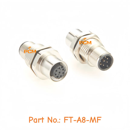 IP67 Waterproof M12 Rear Bulkhead Panel Mount Adapter Shielded M12 8 Pin A-Code Male to Female Industrial Circular Connector
