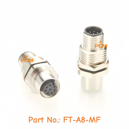 IP67 Waterproof M12 Rear Bulkhead Panel Mount Adapter Shielded M12 8 Pin A-Code Male to Female Industrial Circular Connector