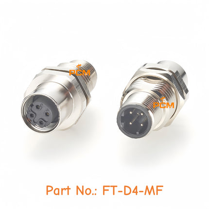 M12 4 Pin D-Code Male to Female Shielded Panel Mountable Coupler IP67 M12 Feed Through Bulkhead Adapter for Profinet Ethernet/IP