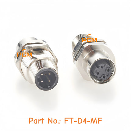 M12 4 Pin D-Code Male to Female Shielded Panel Mountable Coupler IP67 M12 Feed Through Bulkhead Adapter for Profinet Ethernet/IP